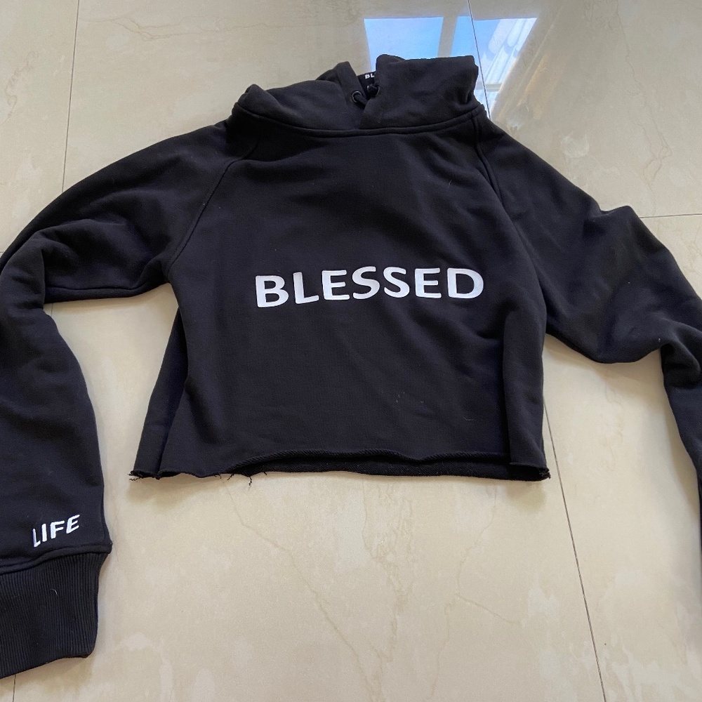 Blessed crop top hoodie